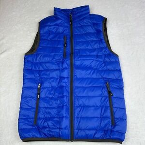 Elevate Sport Men's Royal Blue Puffer Vest S Full Zip Quilted AMAG Logo CA19737